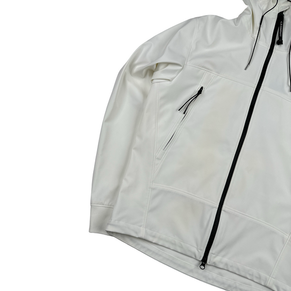 CP Company White Soft Shell Goggle Jacket - Medium