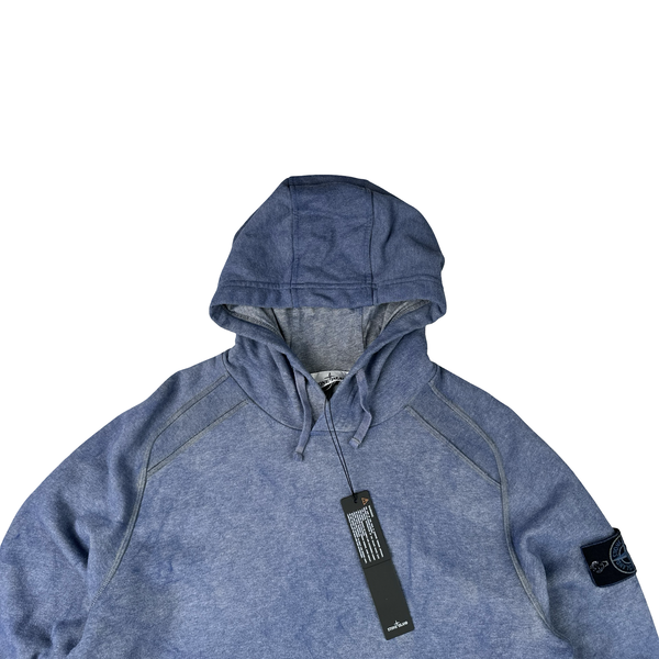 Stone Island 2021 Blue Dust Treatment Pullover Hoodie - Small