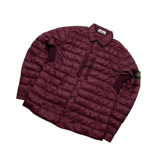 Stone Island Wine Micro Yarn Down Overshirt - Large