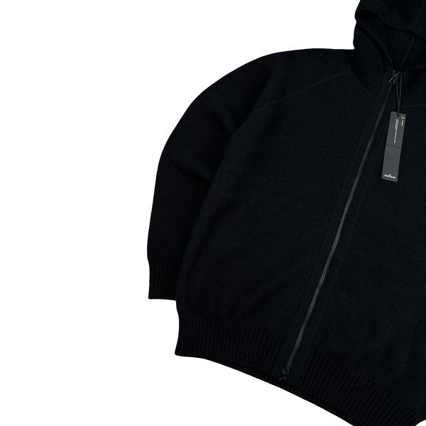 Stone Island 2025 Ghost Black Cashmere Hooded Knit Jumper - Large