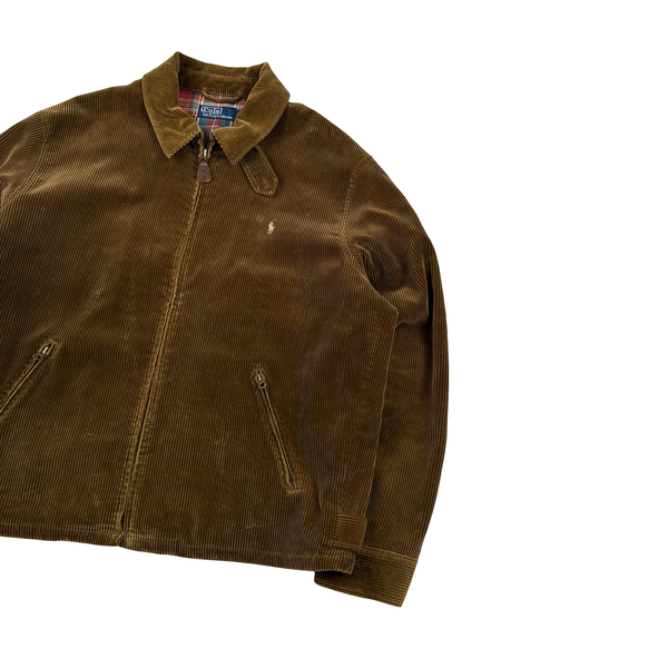 Ralph Lauren Brown Corduroy Cotton Lined Zipped Jacket - XL