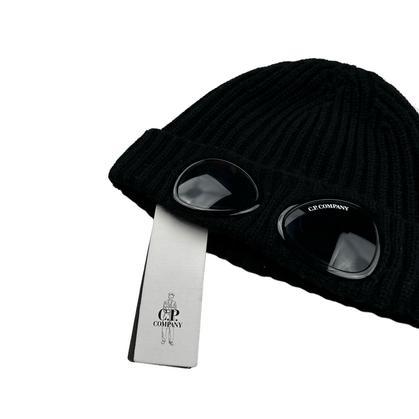 merino wool goggle beanie CP Company Black Merino Wool Goggle Beanie – Mat's Island