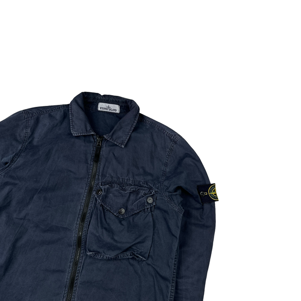Stone Island 2021 Navy Cotton Overshirt - Small