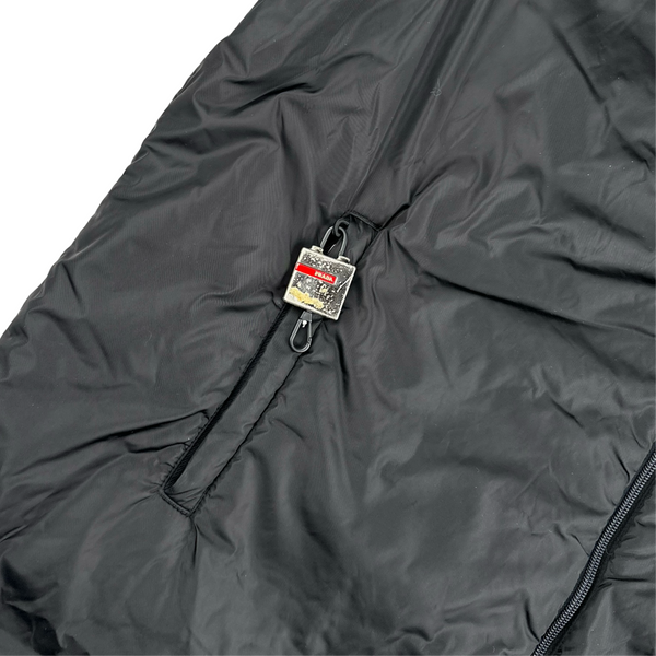 Prada Black Nylon Tab Padded Long Jacket - 3XL