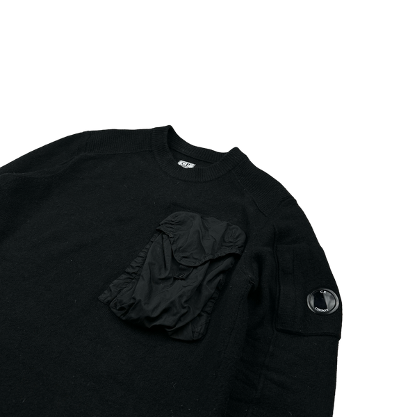 CP Company Black Wool Chest Pocket Knit - Large
