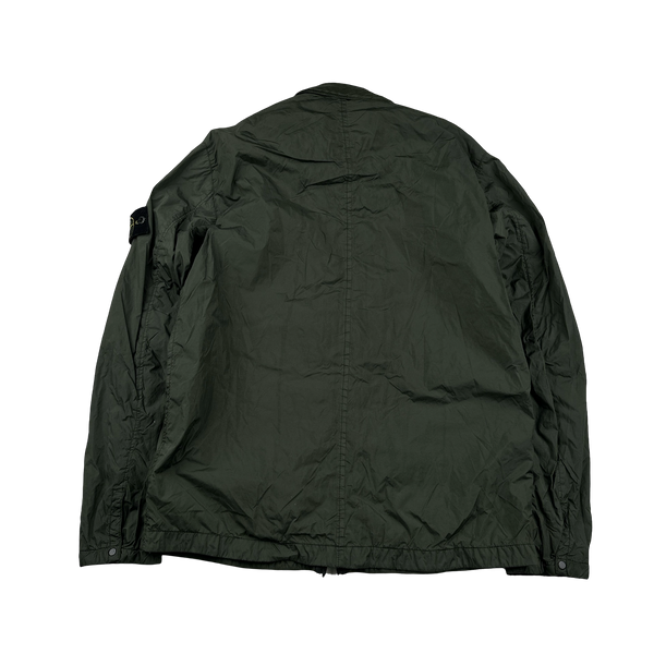 Stone Island 2020 Green Crinkle Reps Overshirt Jacket - Large