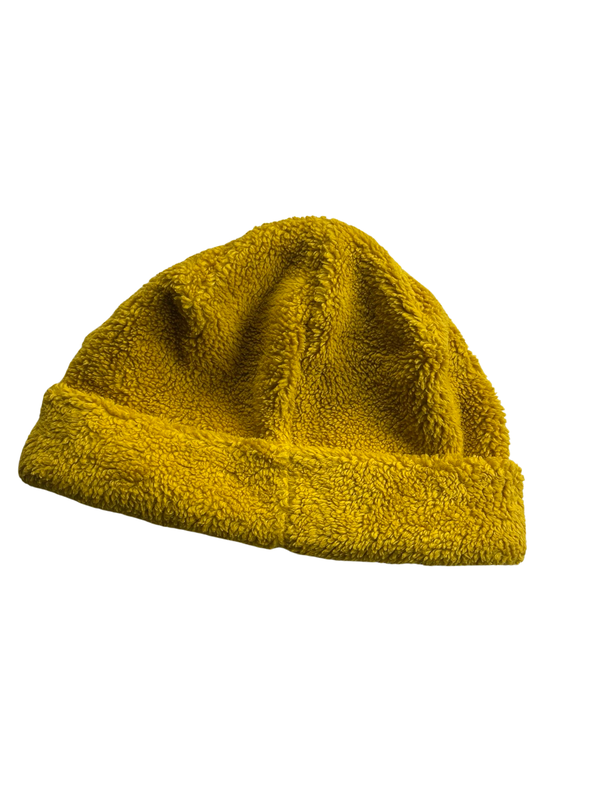 Stone Island Yellow Cotton Blend Teddy Fleece Beanie Hat