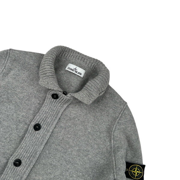 Stone Island 2015 Grey Lambswool Buttoned Knit Jumper - Medium