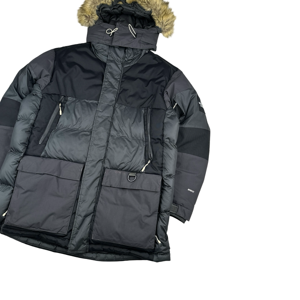 North Face Grey 550 Down Filled Winter Fur Hood Trim Jacket - XL
