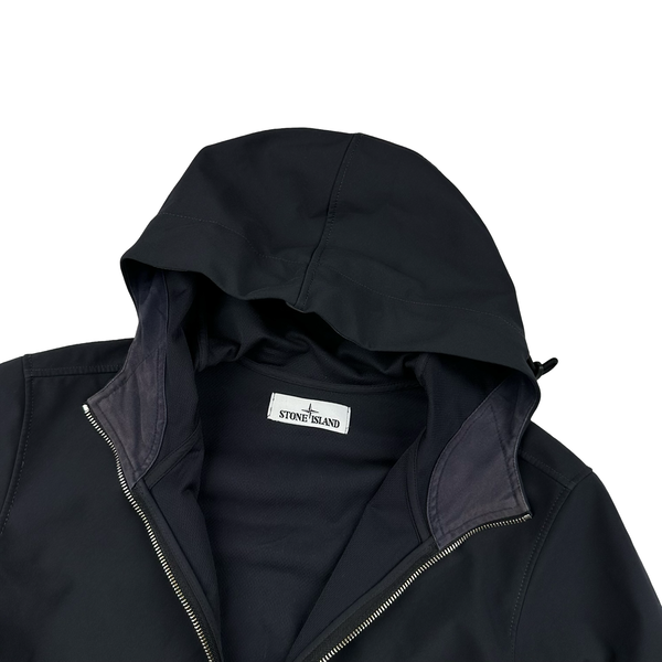 Stone Island 2021 Navy Soft Shell e-Dye Hooded Jacket - Small