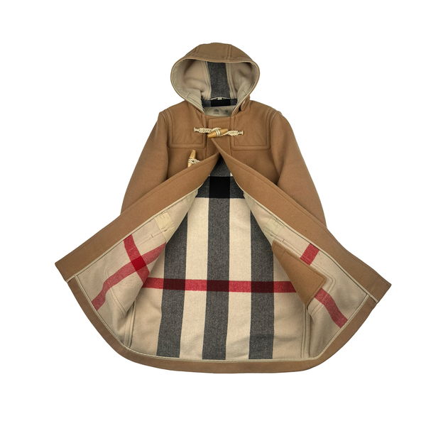 Burberry Check Lined Wool Duffle Coat - Medium