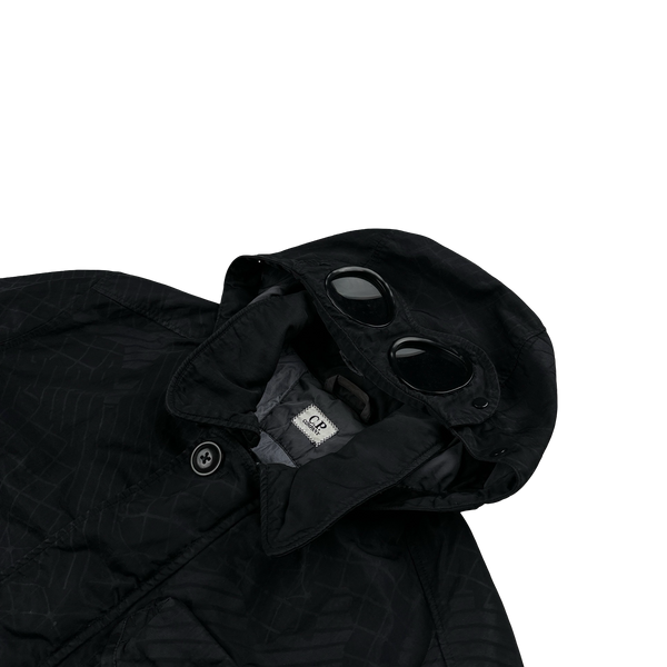 CP Company Black M Bossed Quilted Goggle Jacket - Medium