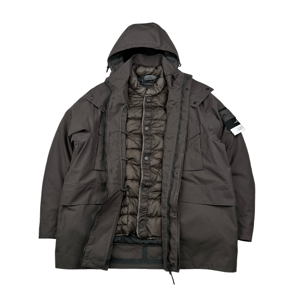Stone Island 2022 O-Ventile Grey Ghost Piece Down Dutch Rope Puffer Jacket - XXL