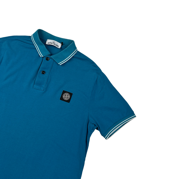 Stone Island Blue Short Sleeve Polo Shirt - Large