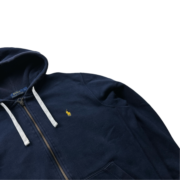 Ralph Lauren Navy Thick Cotton Zipped Hoodie - Large