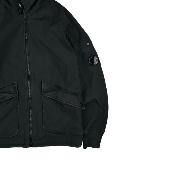 CP Company Black Teddy Fleece Lined Lens Viewer Hooded Jacket - Small