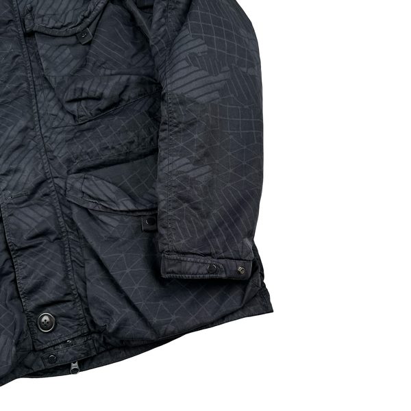 CP Company Black M Bossed Quilted Goggle Jacket - Medium