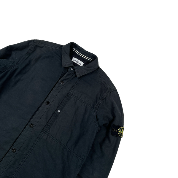 Stone Island 2012 Black Cotton Quilted Buttoned Overshirt - XL