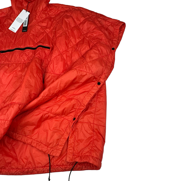 Stone Island 2019 Orange Garment Dyed Quilted Micro Yarn Poncho Pullover Jacket - Medium