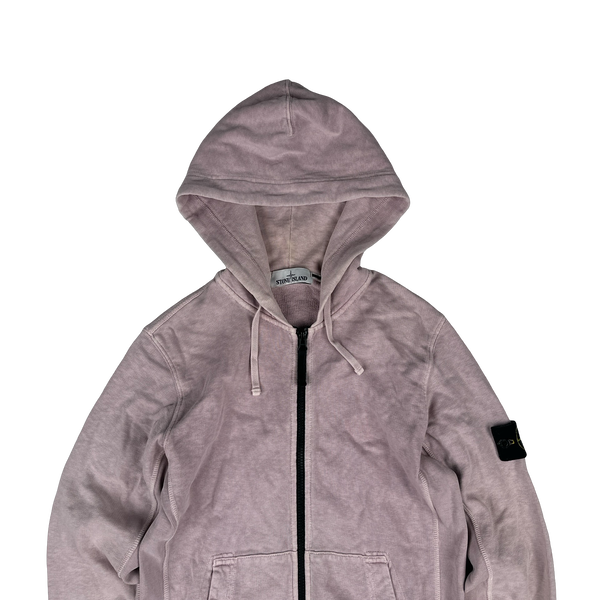 Stone Island 2017 Pink Zip Up Cotton Hoodie -Small