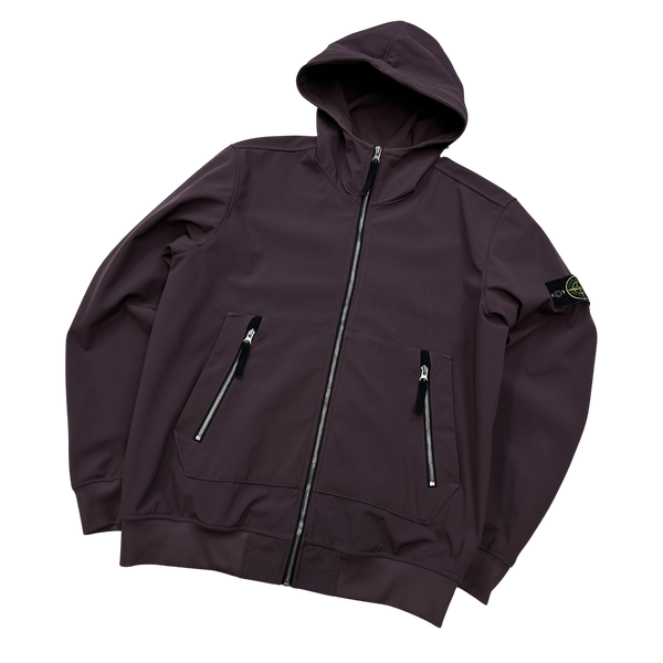 Stone Island 2021 Plum Soft Shell e-Dye Hooded Jacket - Large
