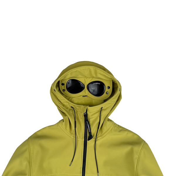 CP Company Olive Soft Shell R Goggle Hooded Zipped Jacket - Small