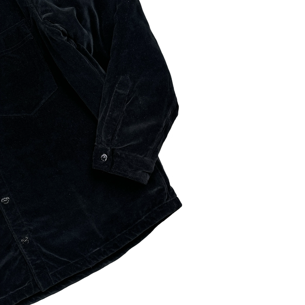 Stone Island 2023 Black Cotton Velvet Buttoned Overshirt - Large