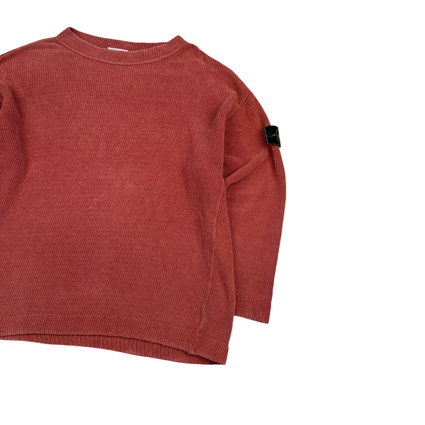 Stone Island Vintage Carmine Red Green Edge Wool Blend Jumper - Large