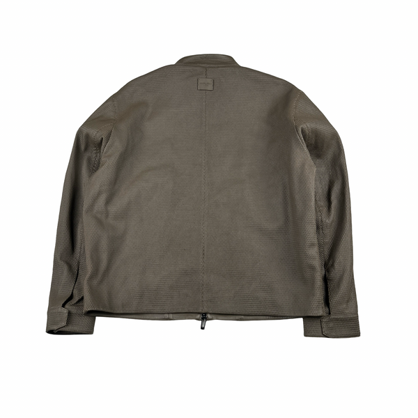 Emporio Armani Zip Up Lamb Lattice Leather Jacket - Large