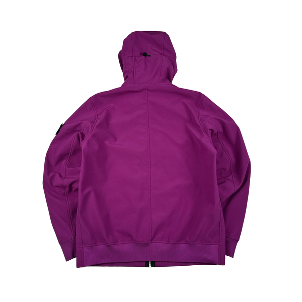 Stone Island Purple Soft Shell E Dye Hooded Jacket - Large