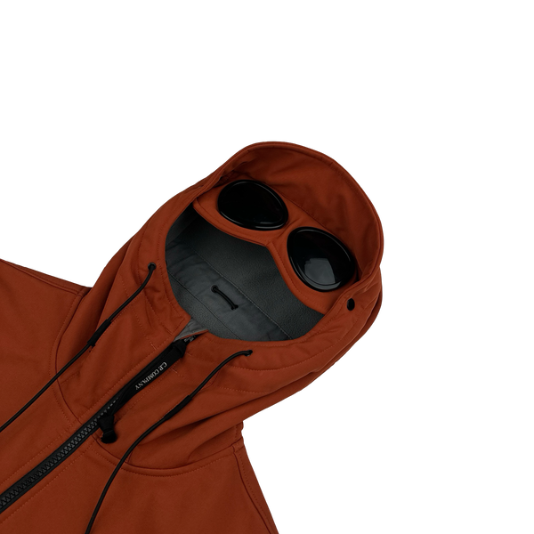 CP Company Burnt Orange Fleece Lined Goggle Soft Shell Jacket - Large