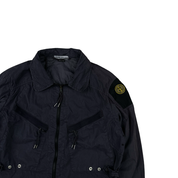 Stone Island 2004 Navy Cotton Embroidered Compass Overshirt - Medium