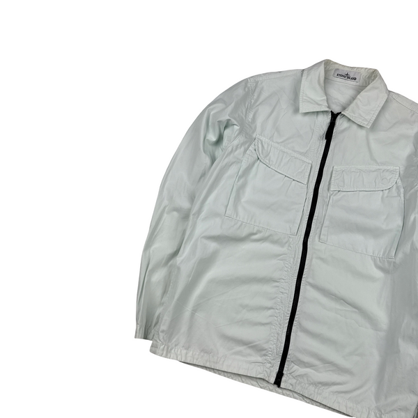 Stone Island 2022 Ice Blue Cotton Zipped Overshirt - Medium