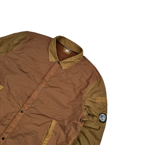 CP Company Brown Colour Block Taylon P Nylon Overshirt - XL