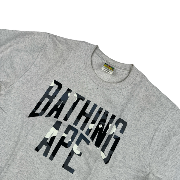BAPE Spellout Camo Grey T Shirt -  Medium