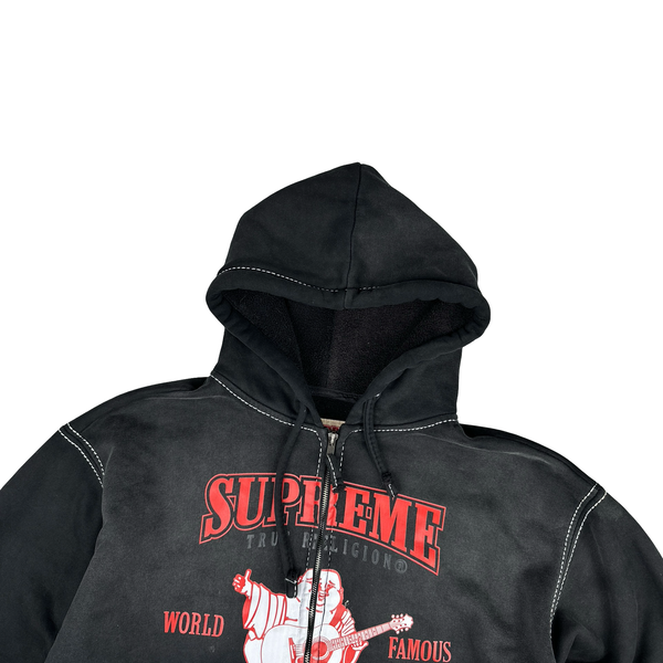 Supreme Black Red Spellout Zipped Tick Stitch Hoodie - XL – Mat's