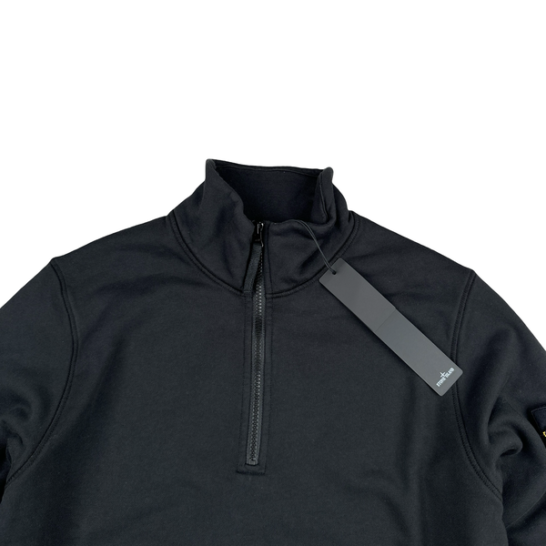 Stone Island 2023 Black Cotton Quarter Zipped Jumper - Small