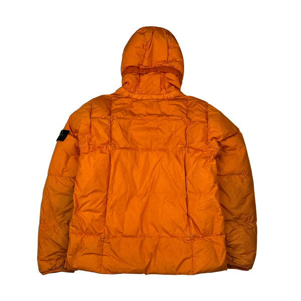 Stone Island 2019 Orange Down Garment Dyed Crinkle Reps Puffer Jacket - Medium