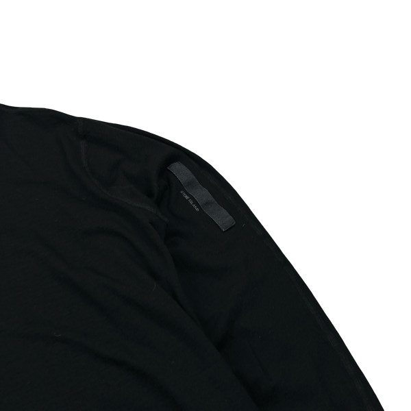 Stone Island 2002 Black Wool Spellout Long Sleeve Jumper - XL