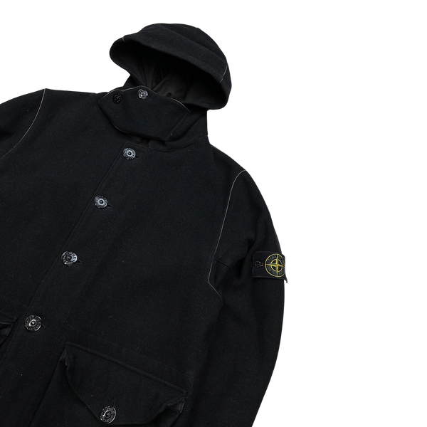 Stone Island 2002 Wool Black Coat - Medium