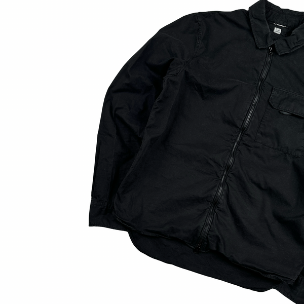 CP Company Black Zipped Cotton Overshirt - Small