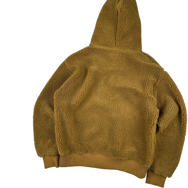 Stussy Teddy Fleece Zipped Hooded Spellout Jumper - Medium