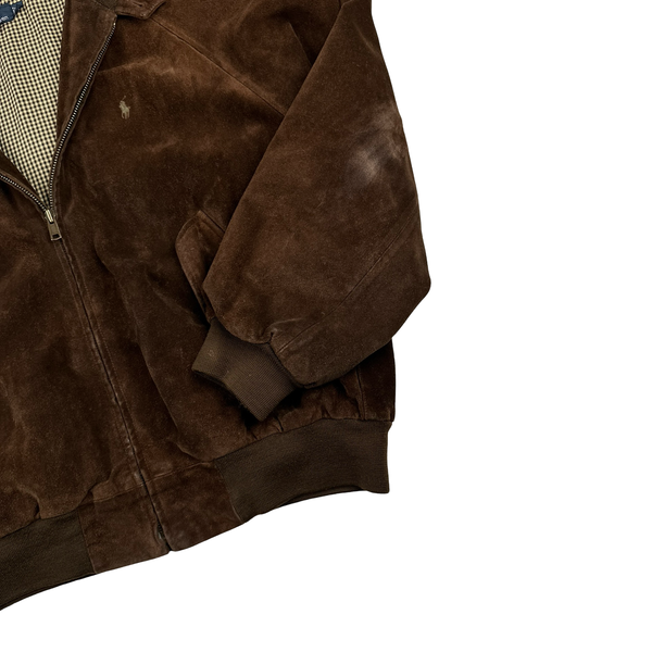 Ralph Lauren Brown Heavyweight Suede Bomber Jacket - XL