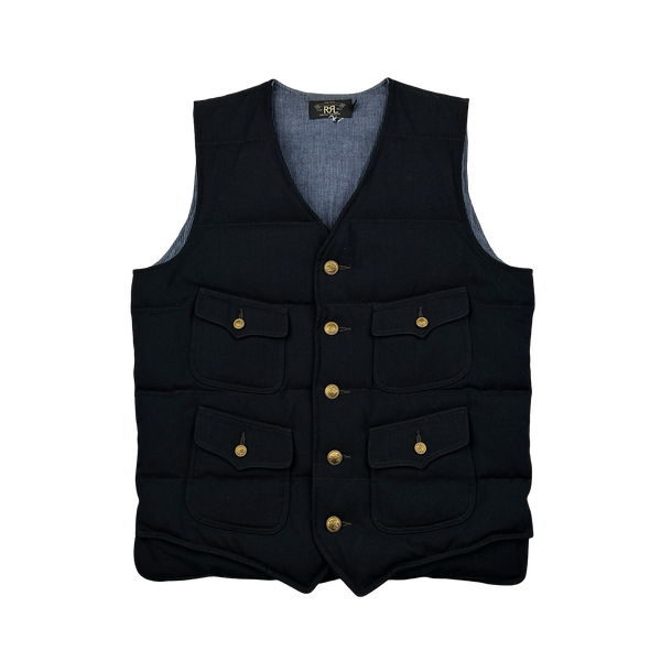 RRL Ralph Lauren Navy Cotton Down Puffer Vest - Medium