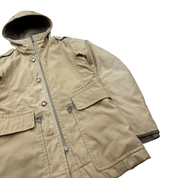 Prada Beige Nylon Blend Hooded Parka Jacket - Small