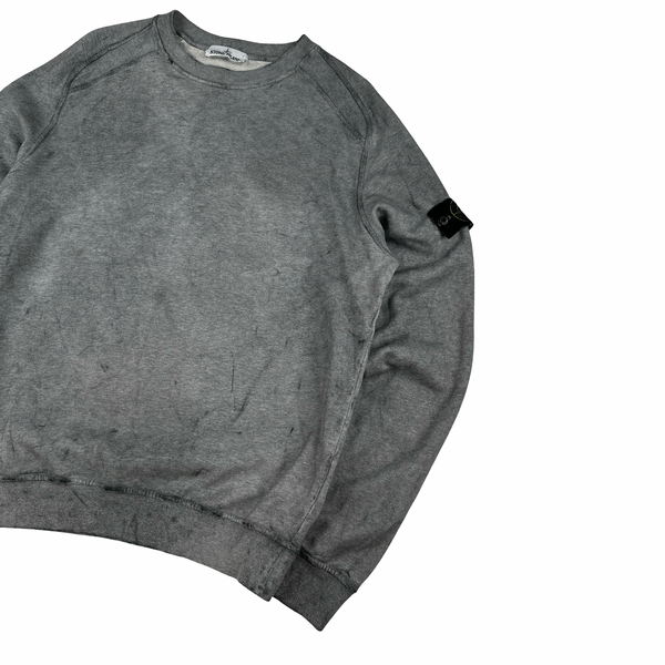 Stone Island Grey Dust Treatment Grey Cotton Sweatshirt - Large