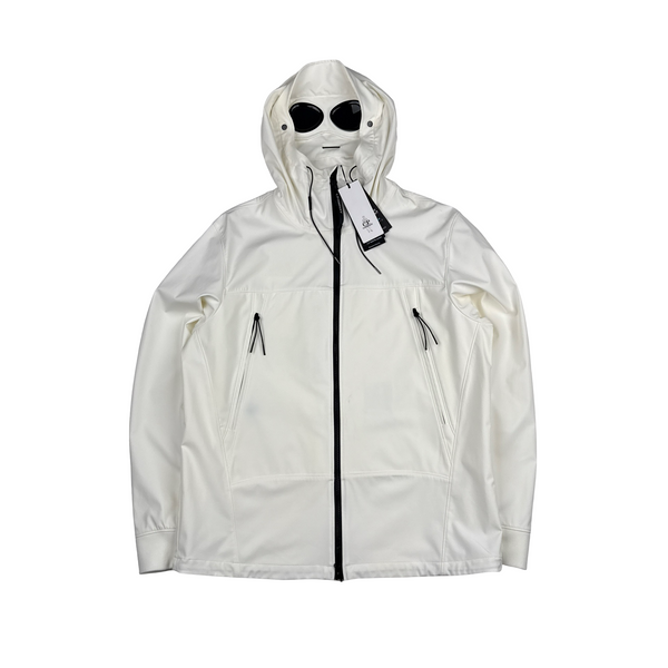 CP Company White Soft Shell R Goggle Hooded Zipped Jacket - XXL