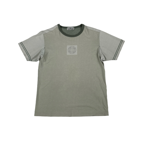 Stone Island 2019 Tela Plated Chalk Logo T Shirt - Medium