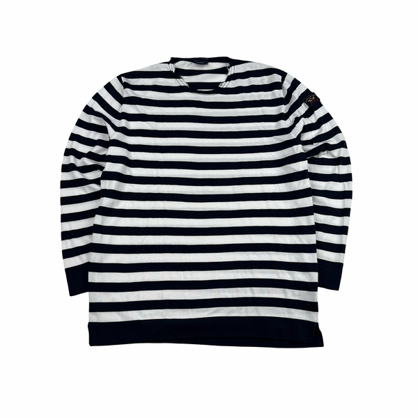 Paul & Shark Blue/White Striped Light Knit Crewneck- Large