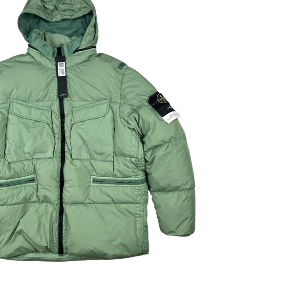 Stone Island 2022 Pale Green Crinkle R-NY Down Puffer Jacket - Large